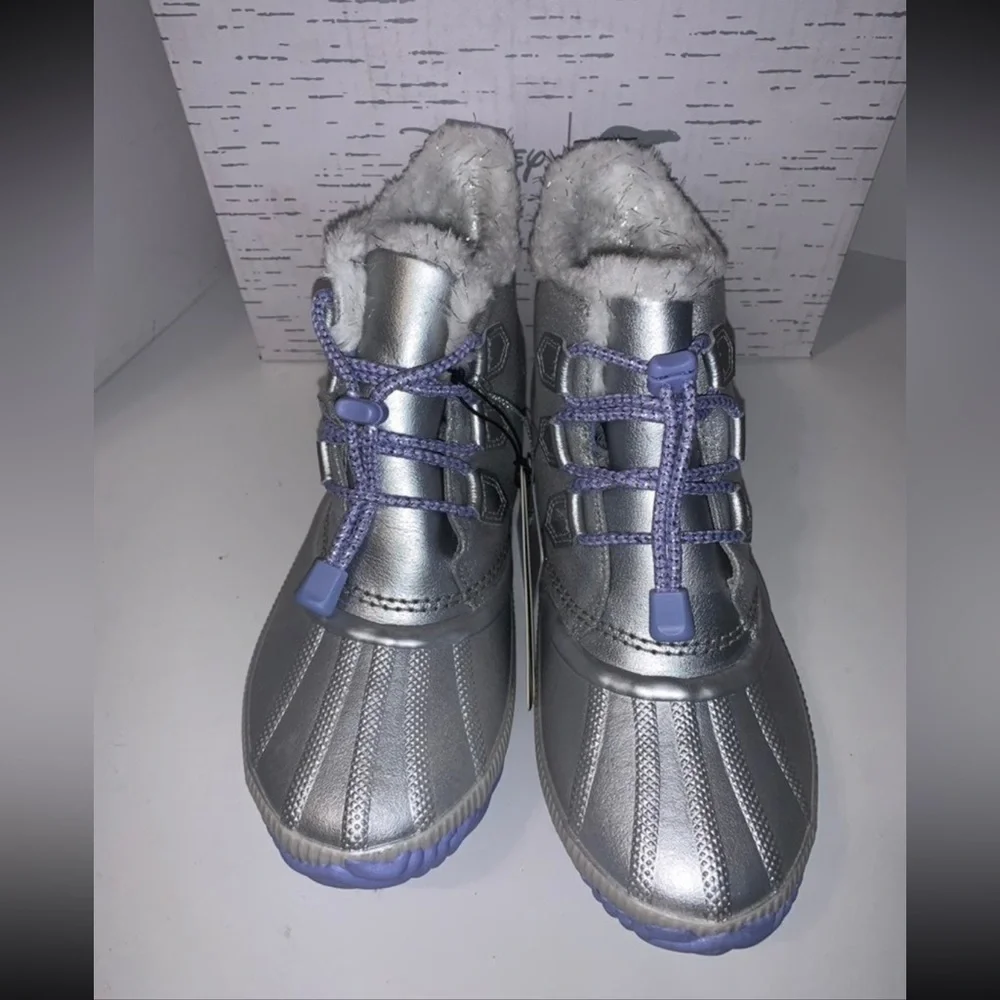 SOREL X DISNEY Frozen Out ‘N About Silver Waterproof Faux Shearling Boots